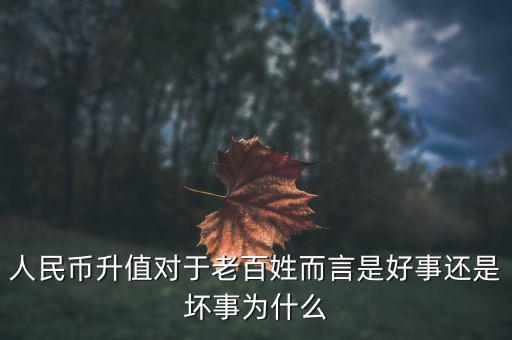 人民幣升值對(duì)于老百姓而言是好事還是壞事為什么