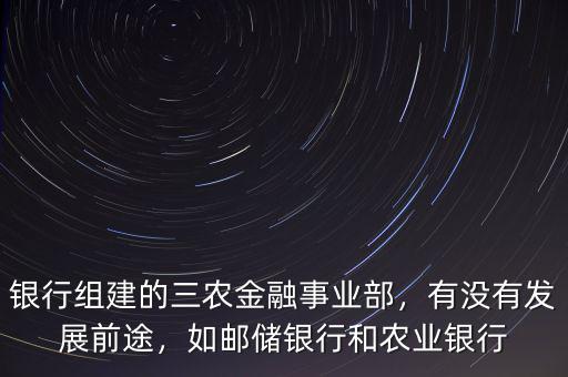 銀行組建的三農(nóng)金融事業(yè)部，有沒有發(fā)展前途，如郵儲(chǔ)銀行和農(nóng)業(yè)銀行