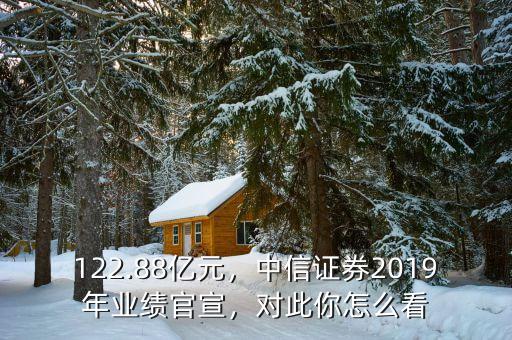 122.88億元，中信證券2019年業(yè)績官宣，對此你怎么看