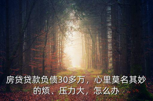 房貸貸款負債30多萬，心里莫名其妙的煩、壓力大，怎么辦