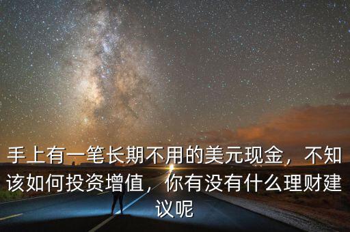 手上有一筆長期不用的美元現(xiàn)金，不知該如何投資增值，你有沒有什么理財(cái)建議呢