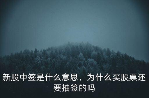 新股中簽是什么意思，為什么買股票還要抽簽的嗎