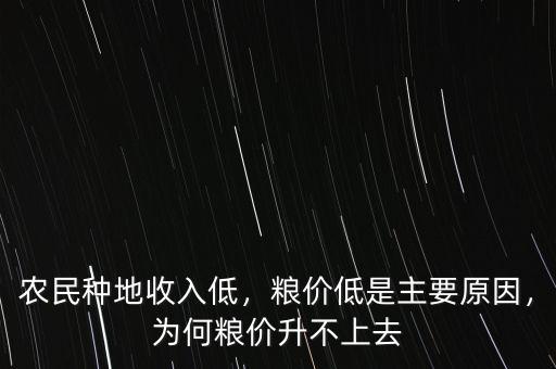 農(nóng)民種地收入低，糧價低是主要原因，為何糧價升不上去