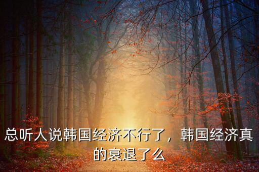 總聽人說韓國經(jīng)濟不行了，韓國經(jīng)濟真的衰退了么