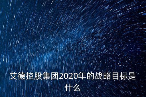 艾德控股集團(tuán)2020年的戰(zhàn)略目標(biāo)是什么