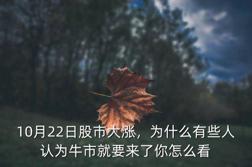 10月22日股市大漲，為什么有些人認為牛市就要來了你怎么看