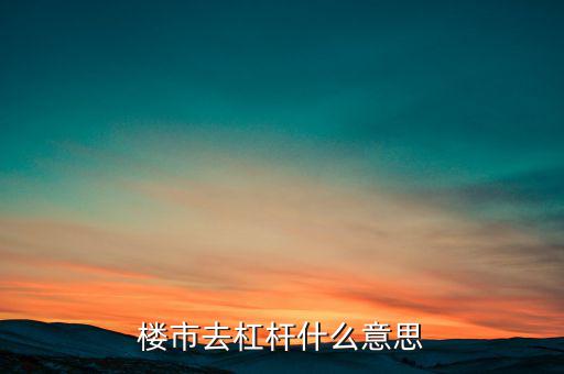 住房杠桿是什么意思,去杠桿是什么意思