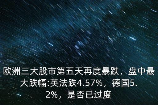 歐洲三大股市第五天再度暴跌，盤中最大跌幅:英法跌4.57%，德國5.2%，是否已過度