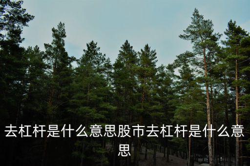 去杠桿是什么意思股市去杠桿是什么意思