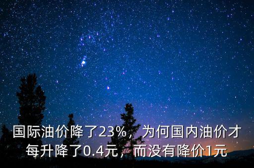 國際油價(jià)降了23%，為何國內(nèi)油價(jià)才每升降了0.4元，而沒有降價(jià)1元