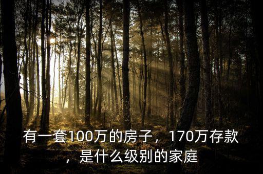 有一套100萬的房子，170萬存款，是什么級別的家庭