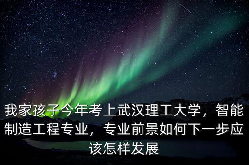 我家孩子今年考上武漢理工大學，智能制造工程專業(yè)，專業(yè)前景如何下一步應該怎樣發(fā)展