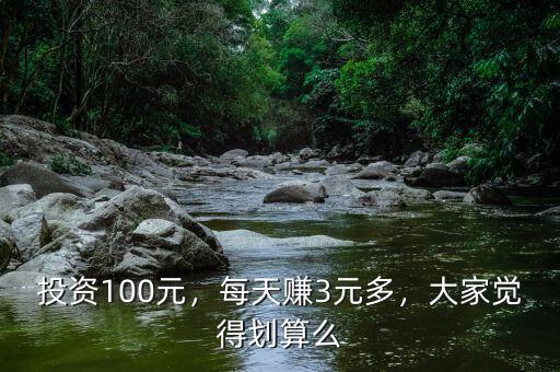 投資100元，每天賺3元多，大家覺得劃算么