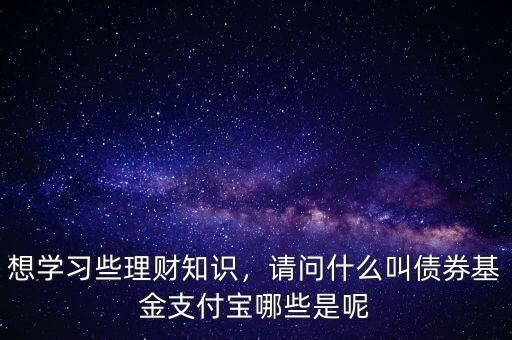 想學(xué)習(xí)些理財知識，請問什么叫債券基金支付寶哪些是呢