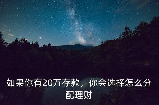 如果你有20萬存款，你會選擇怎么分配理財