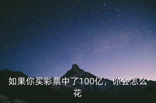 如果有100億現(xiàn)金怎么花,如果你買(mǎi)彩票中了100億