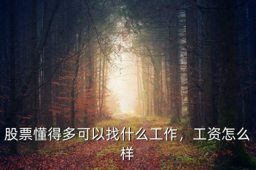 股票懂得多可以找什么工作，工資怎么樣