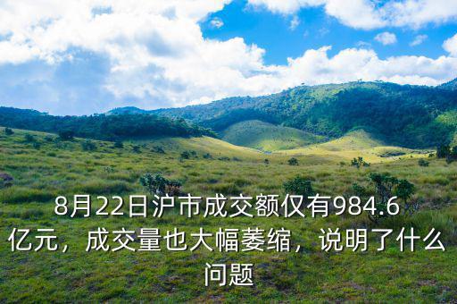 8月22日滬市成交額僅有984.6億元，成交量也大幅萎縮，說明了什么問題