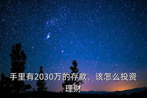 手里有2030萬的存款，該怎么投資理財