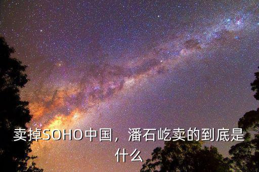 賣掉SOHO中國(guó)，潘石屹賣的到底是什么