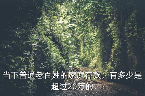 當(dāng)下普通老百姓的家庭存款，有多少是超過20萬的