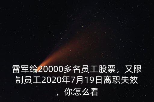 雷軍給20000多名員工股票，又限制員工2020年7月19日離職失效，你怎么看