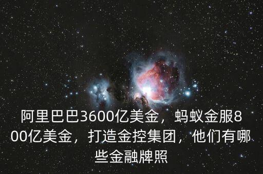 阿里巴巴3600億美金，螞蟻金服800億美金，打造金控集團，他們有哪些金融牌照