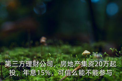 第三方理財(cái)公司，房地產(chǎn)集資20萬起投，年息15%，可信么能不能參與