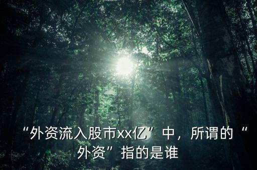 “外資流入股市xx億”中，所謂的“外資”指的是誰(shuí)