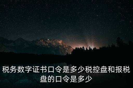 稅務數(shù)字證書口令是多少稅控盤和報稅盤的口令是多少