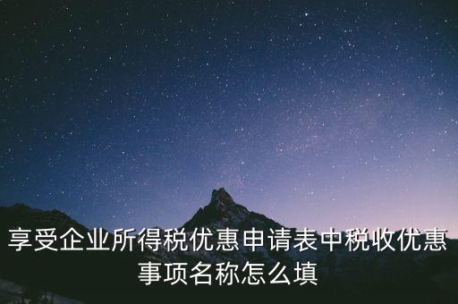 享受企業(yè)所得稅優(yōu)惠申請(qǐng)表中稅收優(yōu)惠事項(xiàng)名稱怎么填