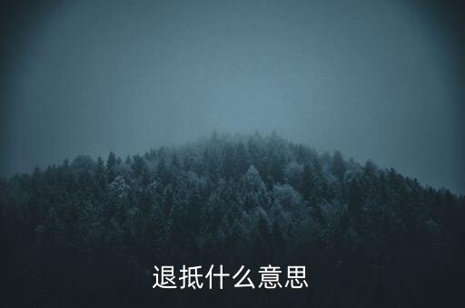 什么叫做退抵稅，退抵什么意思