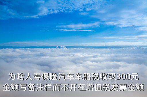 為啥人壽保險(xiǎn)汽車車船稅收取300元金額寫備注欄而不開在增值稅發(fā)票金額