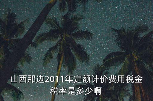 山西那邊2011年定額計價費(fèi)用稅金稅率是多少啊