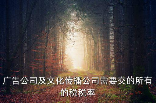 廣告公司交什么稅，廣告公司及文化傳播公司需要交的所有的稅稅率