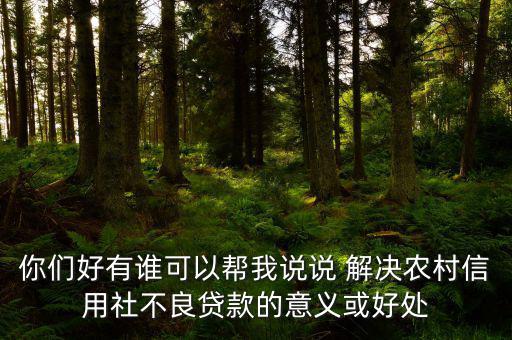 你們好有誰可以幫我說說 解決農(nóng)村信用社不良貸款的意義或好處