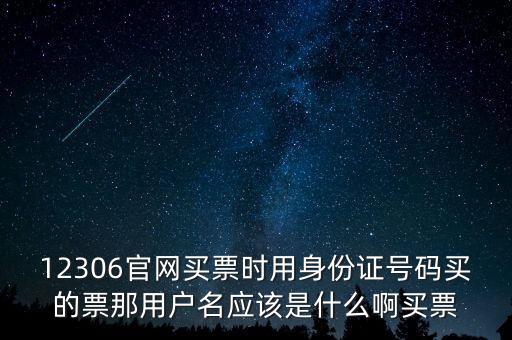 12306官網(wǎng)買票時(shí)用身份證號(hào)碼買的票那用戶名應(yīng)該是什么啊買票