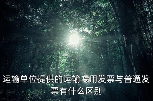 運輸單位提供的運輸專用發(fā)票與普通發(fā)票有什么區(qū)別