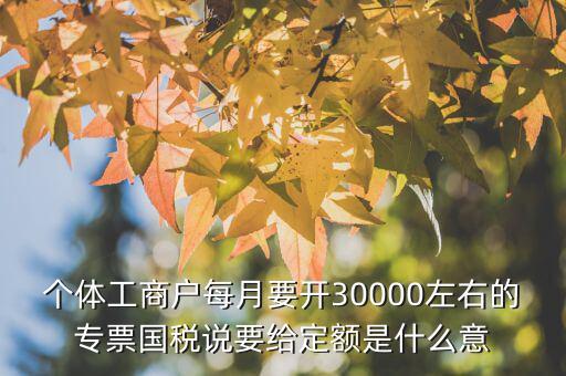 國稅定額是什么意思，個體工商戶每月要開30000左右的專票國稅說要給定額是什么意