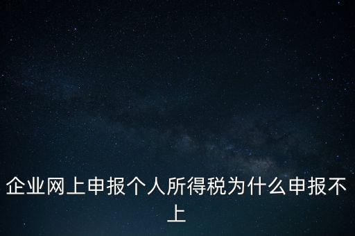 企業(yè)網(wǎng)上申報個人所得稅為什么申報不上