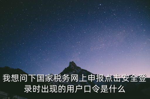 我想問下國家稅務(wù)網(wǎng)上申報(bào)點(diǎn)擊安全登錄時(shí)出現(xiàn)的用戶口令是什么