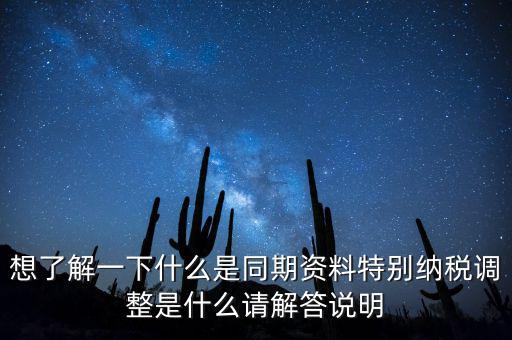 想了解一下什么是同期資料特別納稅調(diào)整是什么請解答說明