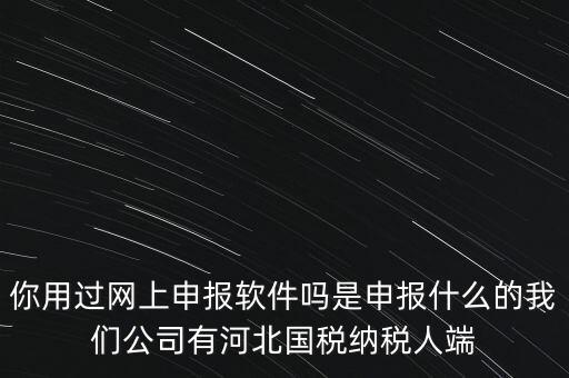 你用過網(wǎng)上申報軟件嗎是申報什么的我們公司有河北國稅納稅人端