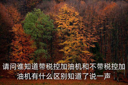 請問誰知道帶稅控加油機和不帶稅控加油機有什么區(qū)別知道了說一聲