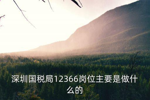 深圳國稅局12366崗位主要是做什么的