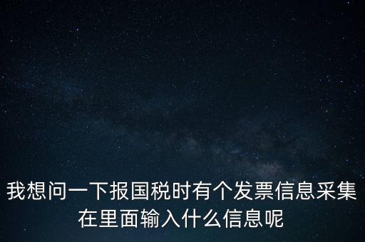 我想問一下報(bào)國稅時(shí)有個(gè)發(fā)票信息采集在里面輸入什么信息呢