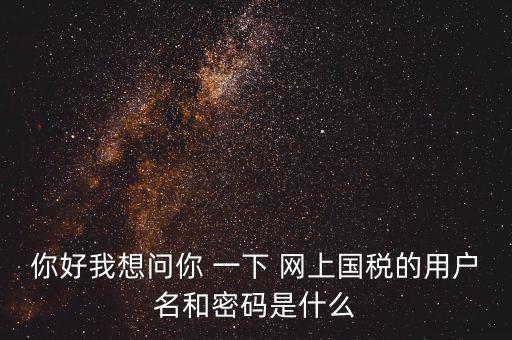 你好我想問(wèn)你 一下 網(wǎng)上國(guó)稅的用戶(hù)名和密碼是什么