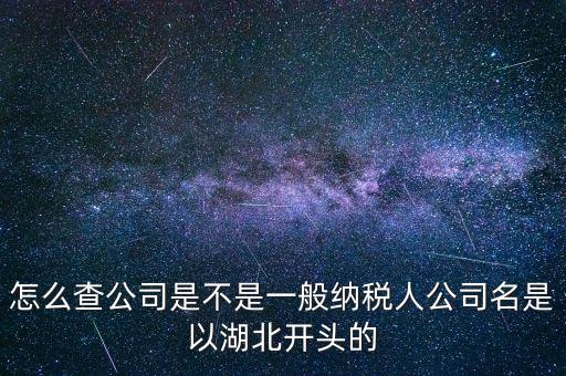 怎么查公司是不是一般納稅人公司名是以湖北開(kāi)頭的