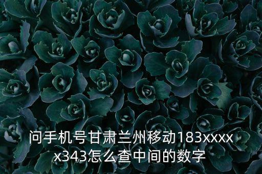 問手機號甘肅蘭州移動183xxxxx343怎么查中間的數(shù)字