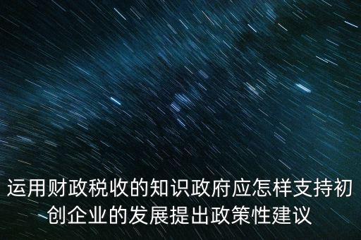 運(yùn)用財政稅收的知識政府應(yīng)怎樣支持初創(chuàng)企業(yè)的發(fā)展提出政策性建議